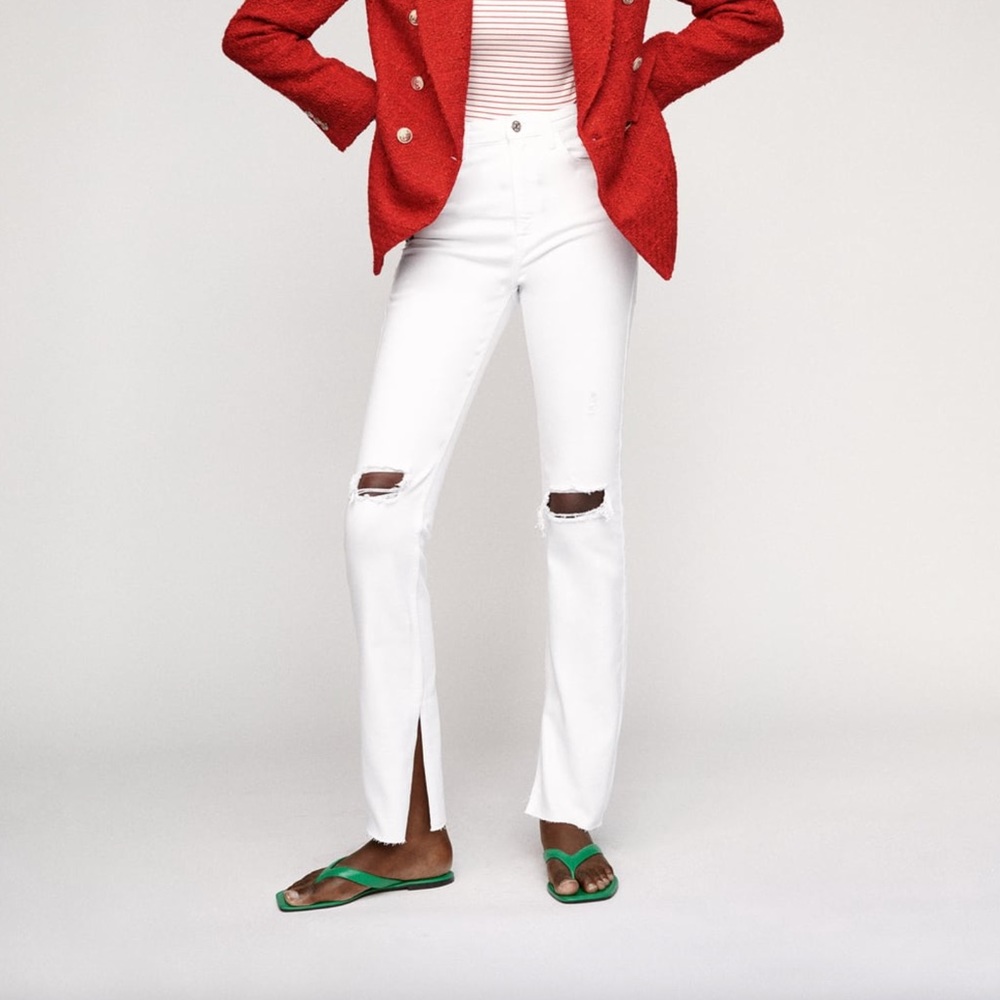 Zara Z1975 FLARED RIPPED SLIM FIT JEANS P07